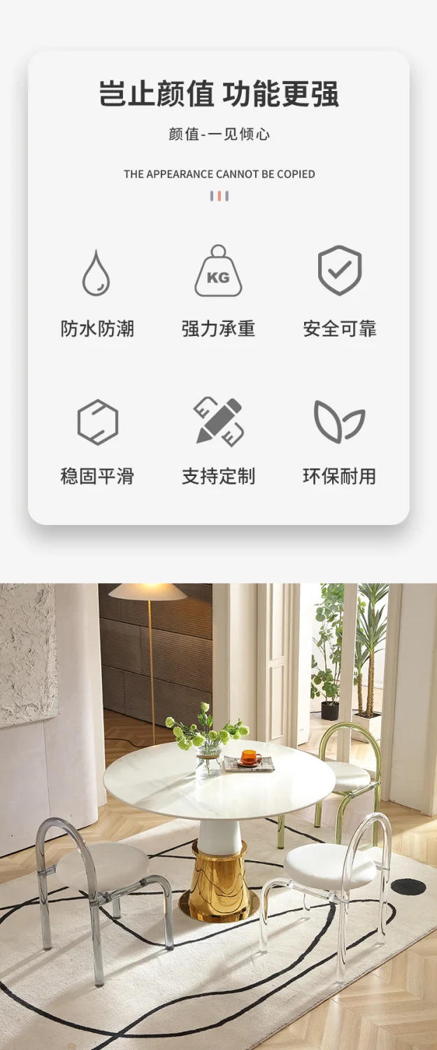 Description Picture 3 of itemMakeup Chair, Bedroom Transparent Acrylic Chair, Dining Room Chair, Casual Living Room Dining Chairs Home Furniture