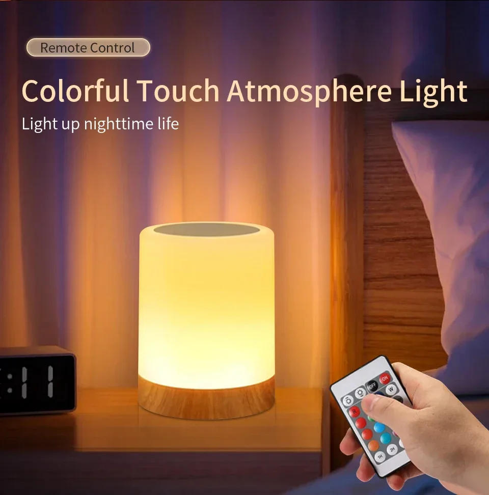 Description Picture 3 of itemLED Night Light 13 Colors RGB Remote Control Table Lamp Dimmable Rechargeable Touch Lamp Bedroom Bedside Room Decor Night Lamp