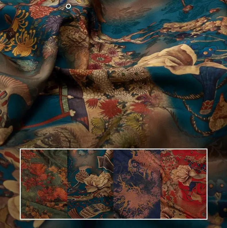 Description Picture 3 of itemHigh Quality Jacquard Fabrics Vintage By Meters for Skirts Dresses Sewing Chinese Style Flower Pattern Cloth Skin Friendly Drape