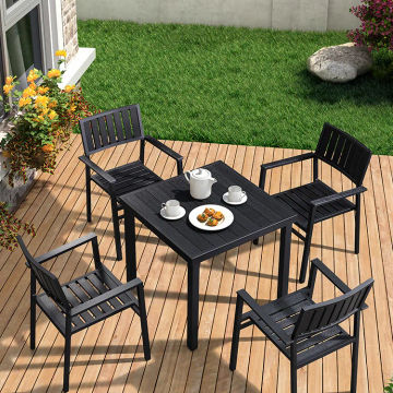 Outdoor plastic wood table and chair combination Cafe garden courtyard terrace leisure chair outdoor chair outdoor chair outdoor