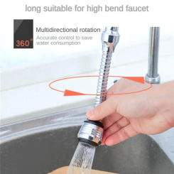 Kitchen Stainless Steel Faucet Sprinkler Water-saving Device Lengthening Rotating Splash Proof Sprinkler Spray Extender Bubbler
