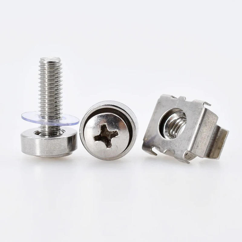 Description Picture 4 of item304 Stainless Steel Rack Mount Screw Bolt Nut Set Phillips Screws Washers Cage Nuts Kit For Rack Mount Server Cabinet Shelves