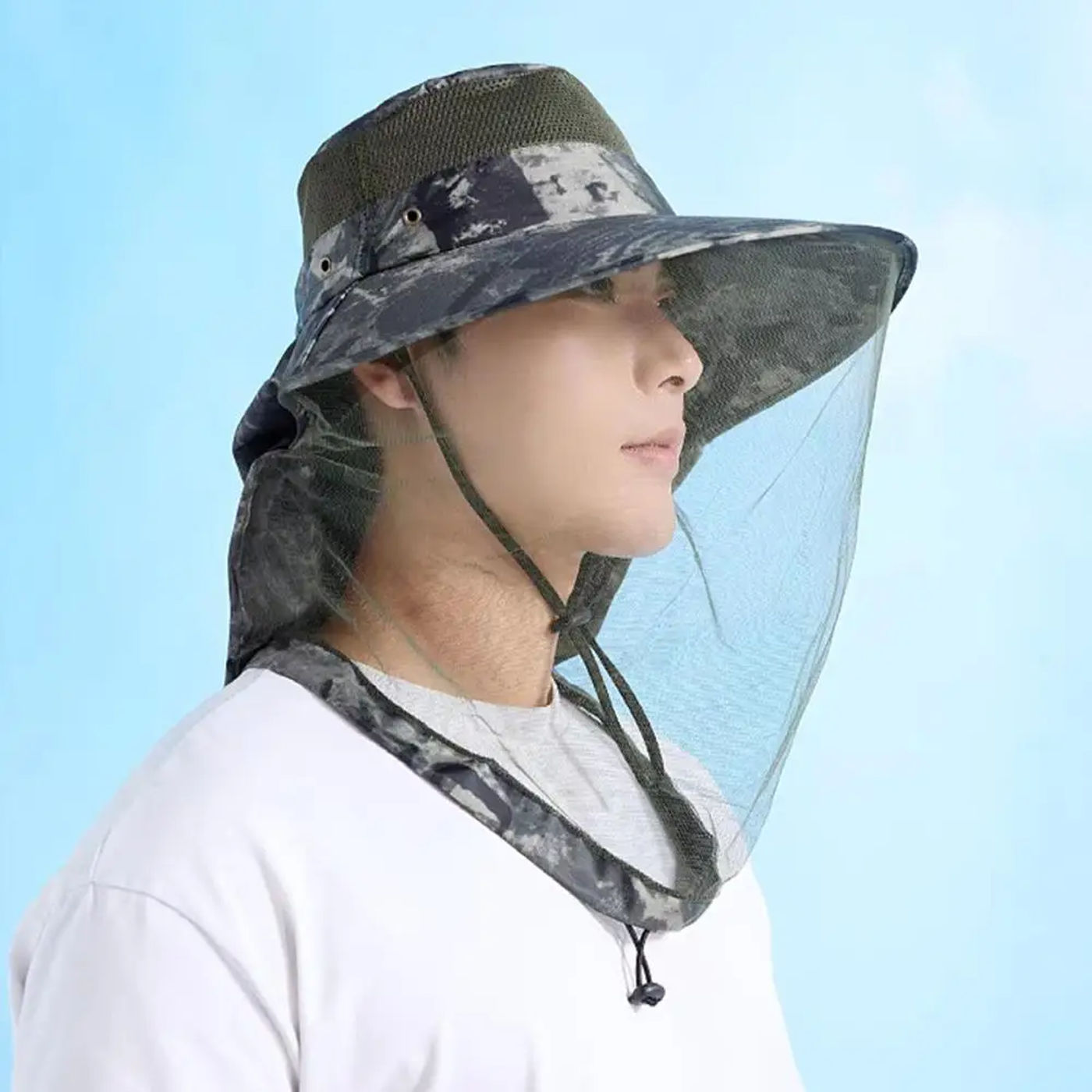 Description Picture 5 of itemAnti-mosquito Cover Mosquito Net Cap Travel Breathable Head Mesh Covers Fishing Caps Outdoor Head Face Mask Hat Net Cover