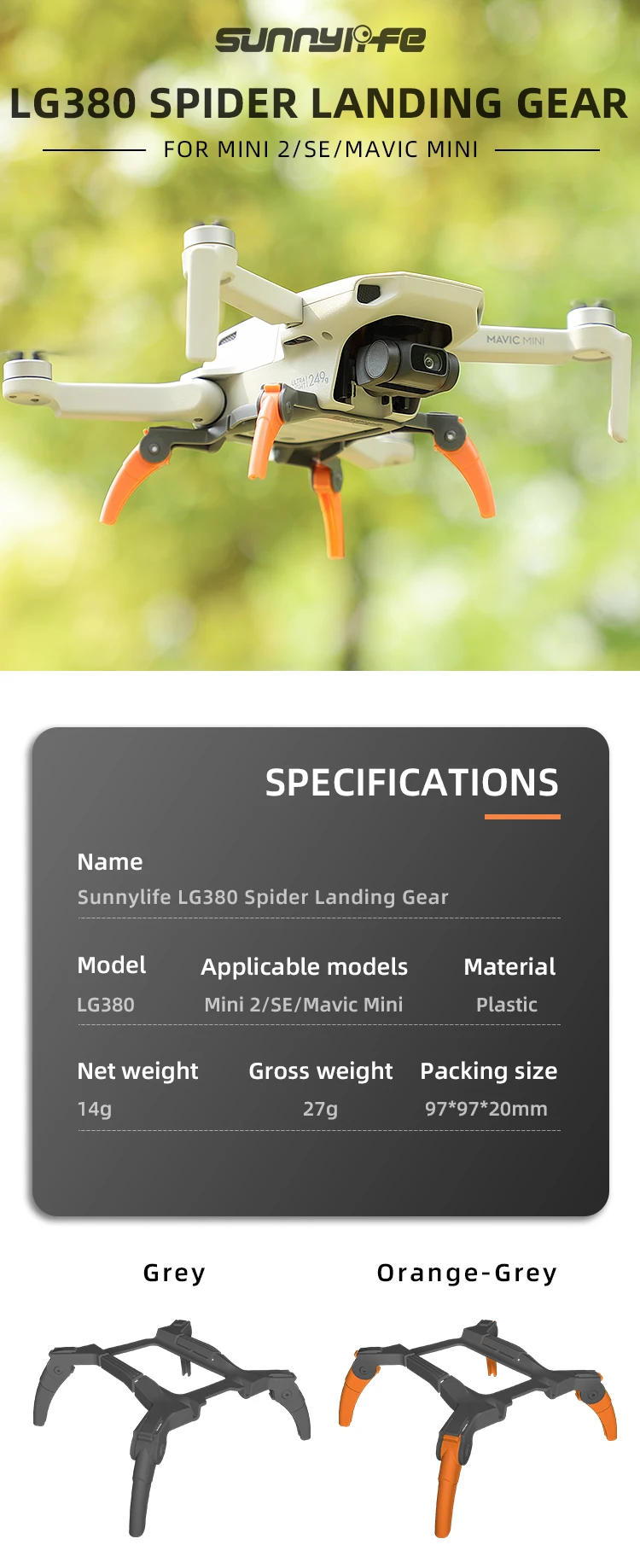 Description Picture 3 of itemLanding Gear for DJI Mavic Mini 2/SE Mini 4K Height Extended Leg Protector Quick Release Feet Extensions Drone Accessories
