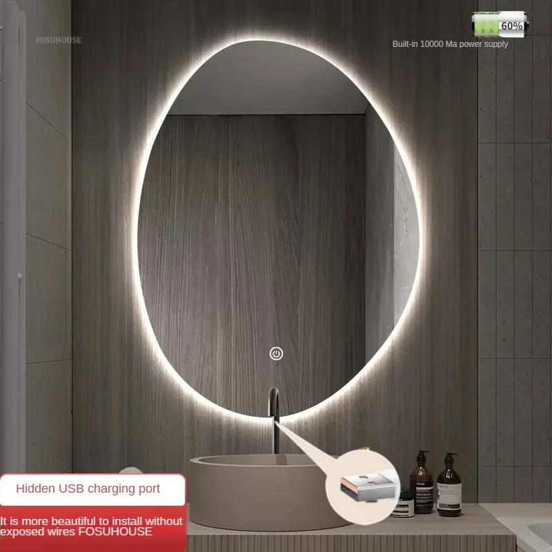 Description Picture 5 of itemNordic Smart Bath Mirrors Wall-mounted Touch Screen Bedroom Makeup Mirror Bathroom Mirror with Light Hotel Decorative Mirrors