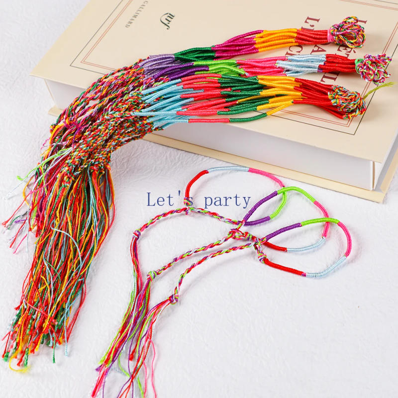 Description Picture 2 of item20Pcs Colorful Woven Rope String Bracelet Ankles for boy girl Birthday Party Favors Baby Shower Wedding Party Guests Small Gifts