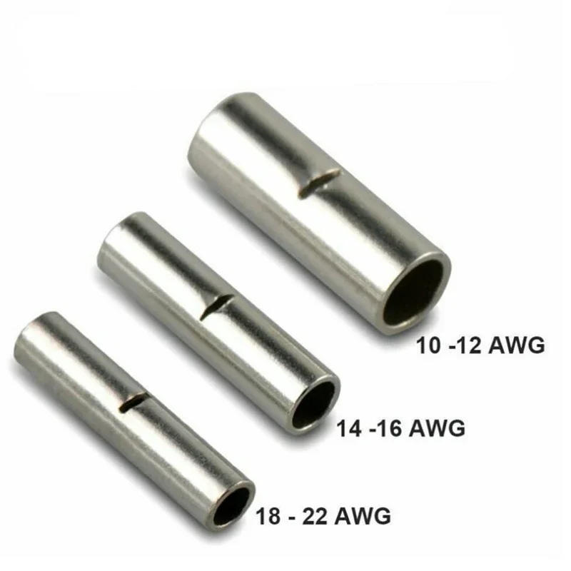 Description Picture 3 of item150pcs Non-Insulated Butt Wire Connector Ferrules Electrical Cable Terminal Bare Tinned Crimp Terminal 0.5-6mm2 22-10AWG