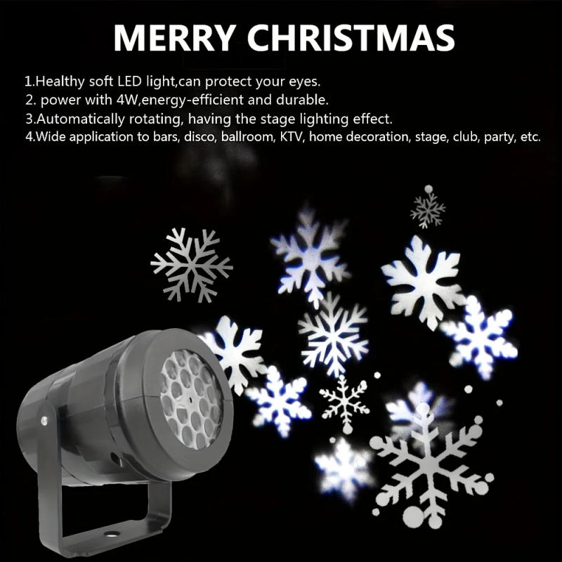 Description Picture 5 of itemUSB Christmas Snowflake Projector LED Night Light Indoor Dynamic Rotate Projection Fairy Lamp for Bedroom Gaming Room Xmas Decor
