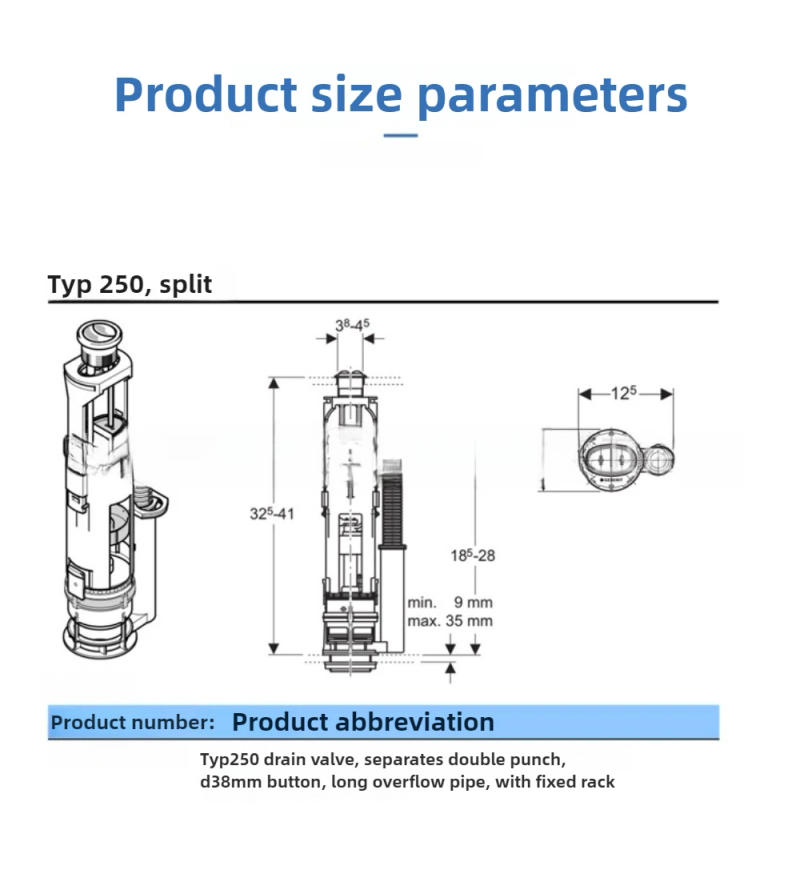Description Picture 6 of itemSuitable For GEBERIT Split Toilet Water Tank Water-saving Double Flush Typ 250 Drainage Outlet Valve Bathroom Accessories