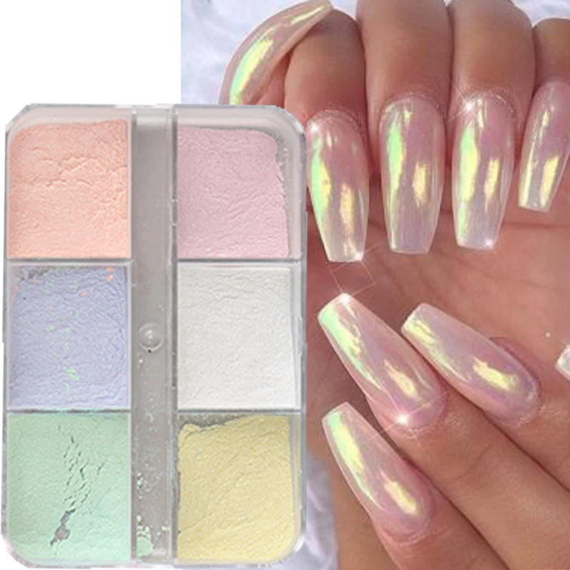 Description Picture 3 of itemMoonlight Mirror Nails Powder Metallic Chrome Effect Pigments Gel Polish Laser Dust Glitter Aurora Shiny Pearl Nail Manicure Dec