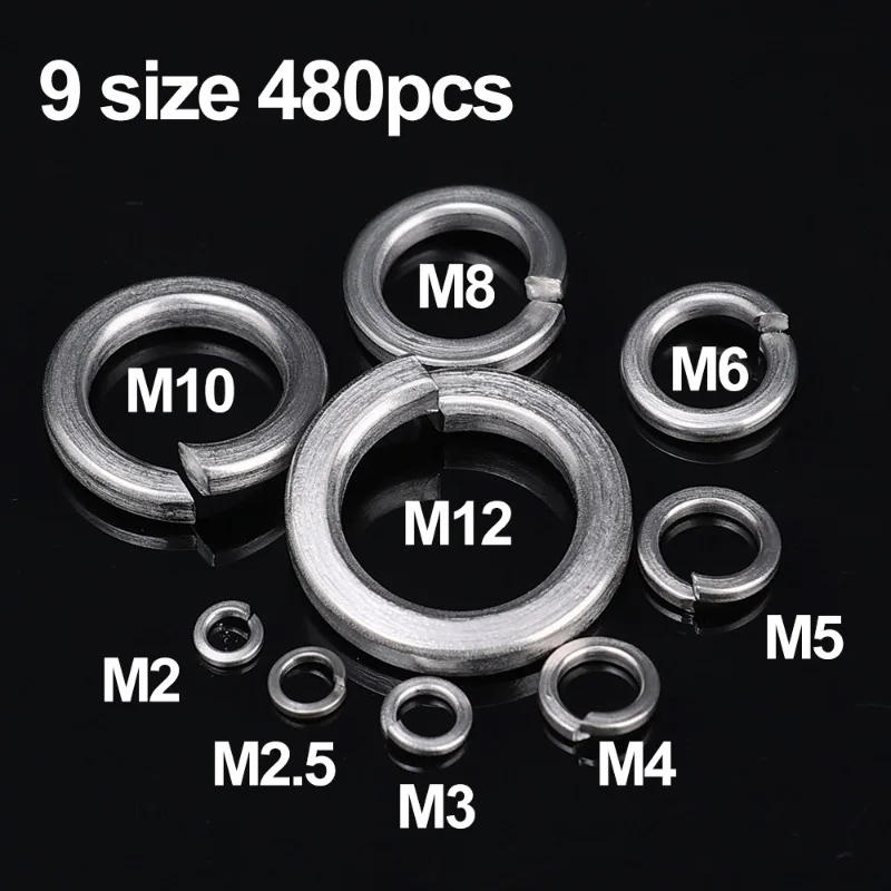Description Picture 4 of itemM2 M2.5 M3 M4 M5 M6 M8 M10 Stainless Steel Spring Lock Washers Metal O Rings Flat Gaskets Set Fasteners Hardware Assortment Kits