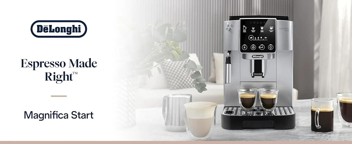 Description Picture 2 of itemMagnifica Start Automatic Espresso & Coffee Machine with Manual Milk Frother for Latte, Cappuccino, Built-in Grinder, Silver