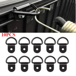 10pcs Heavy Duty Truck Bed Tie Down Anchors Rings Trailers Hook Cargo Bolt on Black Steel V Shape Ring Pickups Rail Accessories