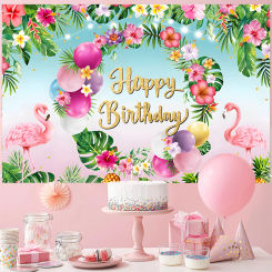 Hawaii Backdrop Summer Flamingo Backdrop Party Supplies Aloha Photo Photography Birthday Wedding Decorations