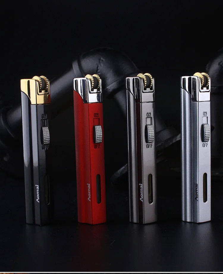 Description Picture 3 of itemAomai Windproof Blue Jet Flame Cigarette Lighter Inflatable Granding Wheel Ignition Butane Smoking Accessories Gifts for Men