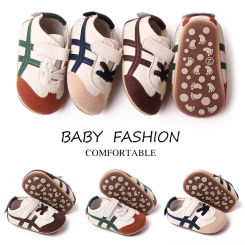 Citgeett Infant Baby Boys Girls Sneakers Contrast Color Stripe PU Leather Anti-Slip Sole Prewalker First Walker Shoes