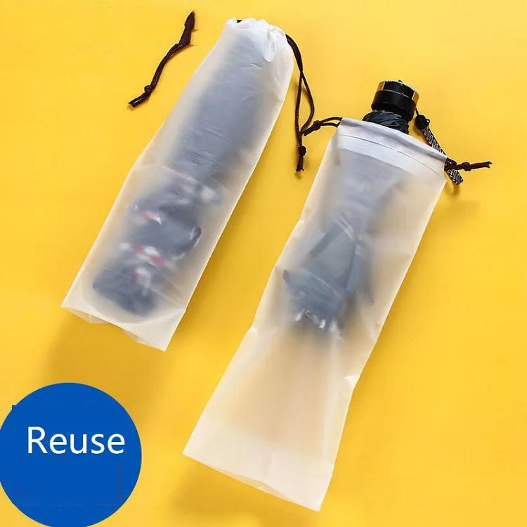 Description Picture 6 of item3PCS Rain Umbrella Cover Umbrella Cover Bag Cover for Waterproof Translucent Plastic Bag Reusable Portable Umbrella Drawstring