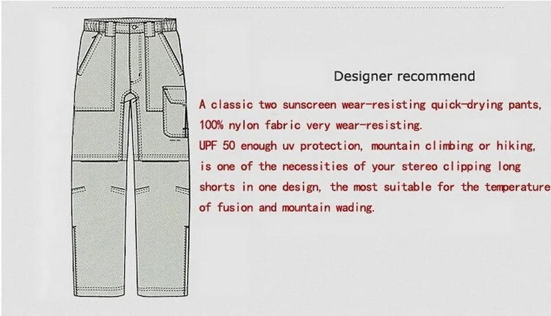 Description Picture 3 of itemNUONEKO Women's Summer Hiking Pants Women Trekking Sport Quick Dry Thin Cargo Trousers Removable Outdoor Camping Pants Shorts