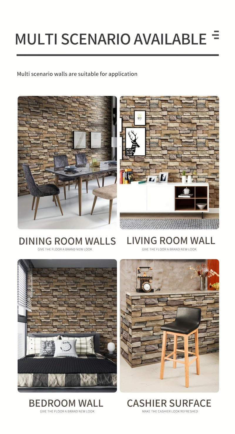 Description Picture 6 of itemVinyl Stone Pattern Decor Contact Paper for Home Decor Self Adhesive Waterproof Removable Wallpaper for Living Room Wall Decor