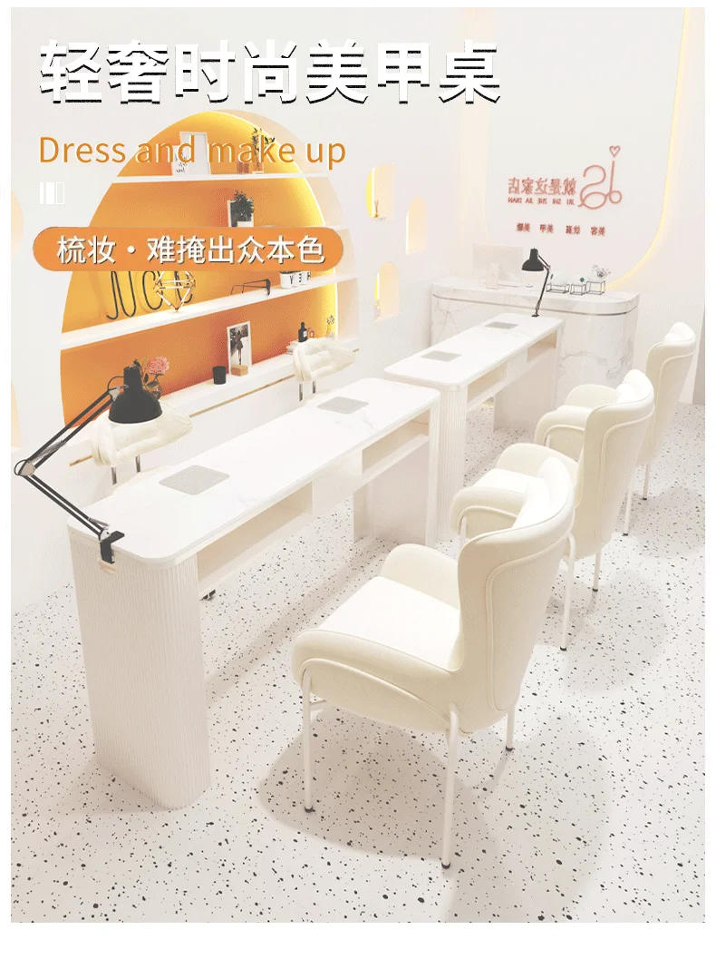 Description Picture 2 of itemProfesional Design Nail Desk Chairs White Aesthetic Nordic Nail Table Vacuum Cleaner Scrivania Per Unghie Salon Furniture