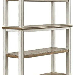 Realyn French Country 75" Bookcase with Drawer, Chipped White