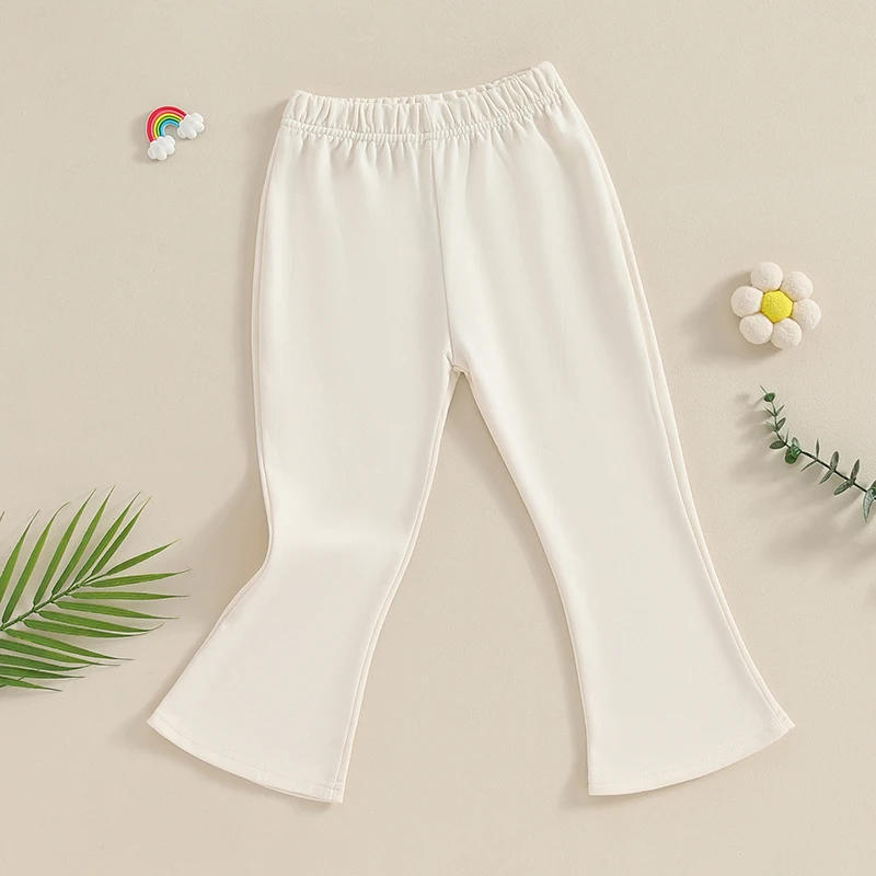 Description Picture 4 of itemKids Girls Flare Pants Trendy Elastic Waist Solid Bell Bottom Pants Fall Trousers for Casual Daily