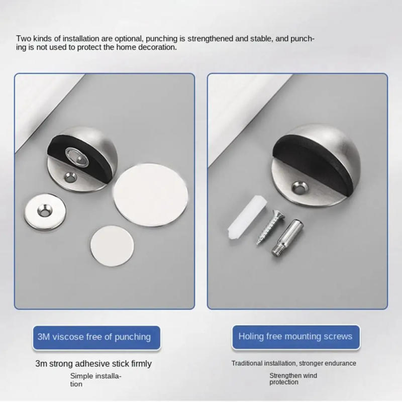 Description Picture 4 of itemNew Stainless Steel Door Stopper Nail-free Anti-collision Door Suction Hardware Non Punching Door Holder Furniture