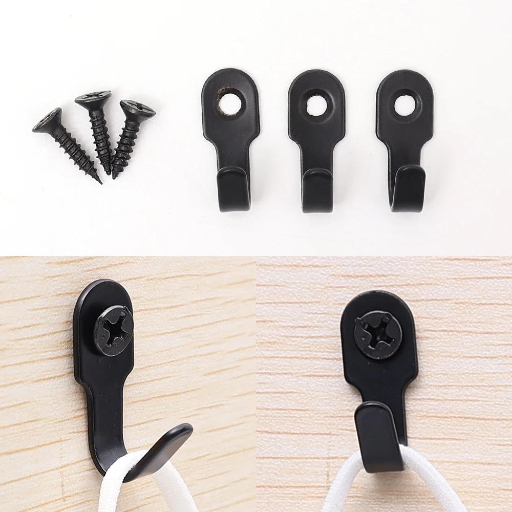 Description Picture 4 of item20/1Set Mini J-shaped Hook with Screw Stainless Steel Items Key Rack Wall Punching Hooks Kitchen Accessories Bathroom Hardware