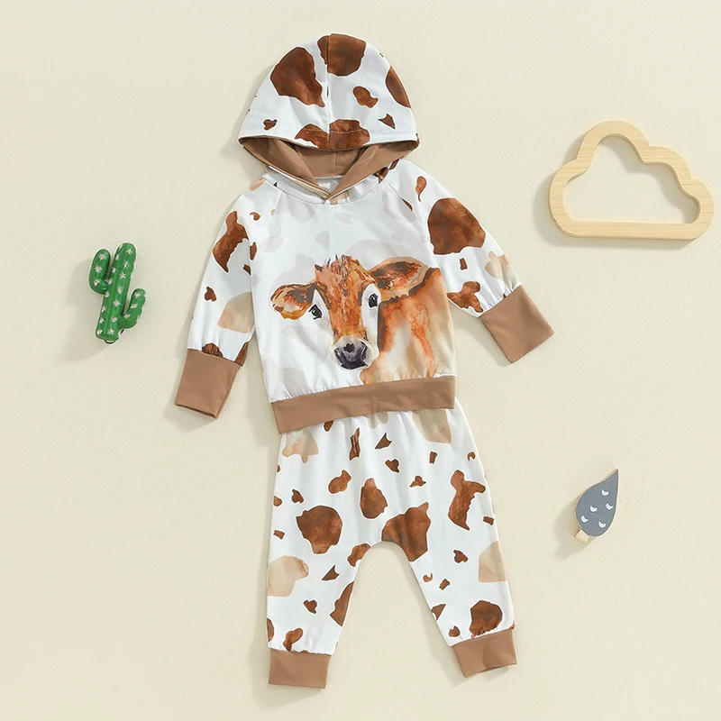 Description Picture 4 of itemBoys Autumn 2PCS Outfit Sets Long Sleeve Animal Print Hooded Tops Casual Pants Sets