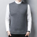 Male Pullover Top Fashion Holiday O Neck Sleeveless Solid Color Spring Stylish Sweater Tank Top Vest Winter Women