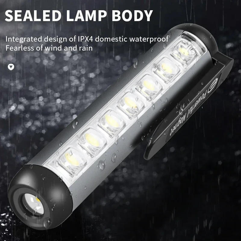 Description Picture 3 of itemPowerful LED Flashlight USB Rechargeable Pocket-sized Emergency Flashlights Waterproof Torch with COB Side Lights Clip