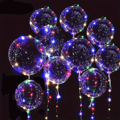 6pcs/set, 12pcs/set, 18pcs/set, LED Popo Ball Lantern String Decoration, Wedding, Christmas, Birthday, Valentine's Day Balloon P