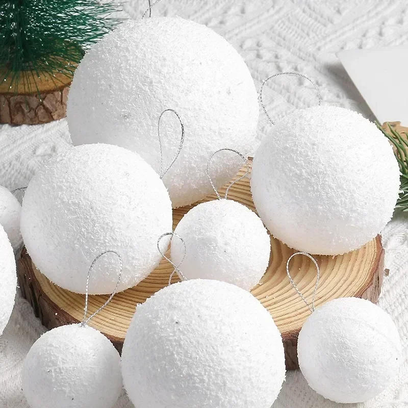 Description Picture 4 of itemWhite Foam Christmas Ball Ornaments Xmas Tree Round Snowballs Hanging Pendant Christmas Balls for New Year Party Home Decoration