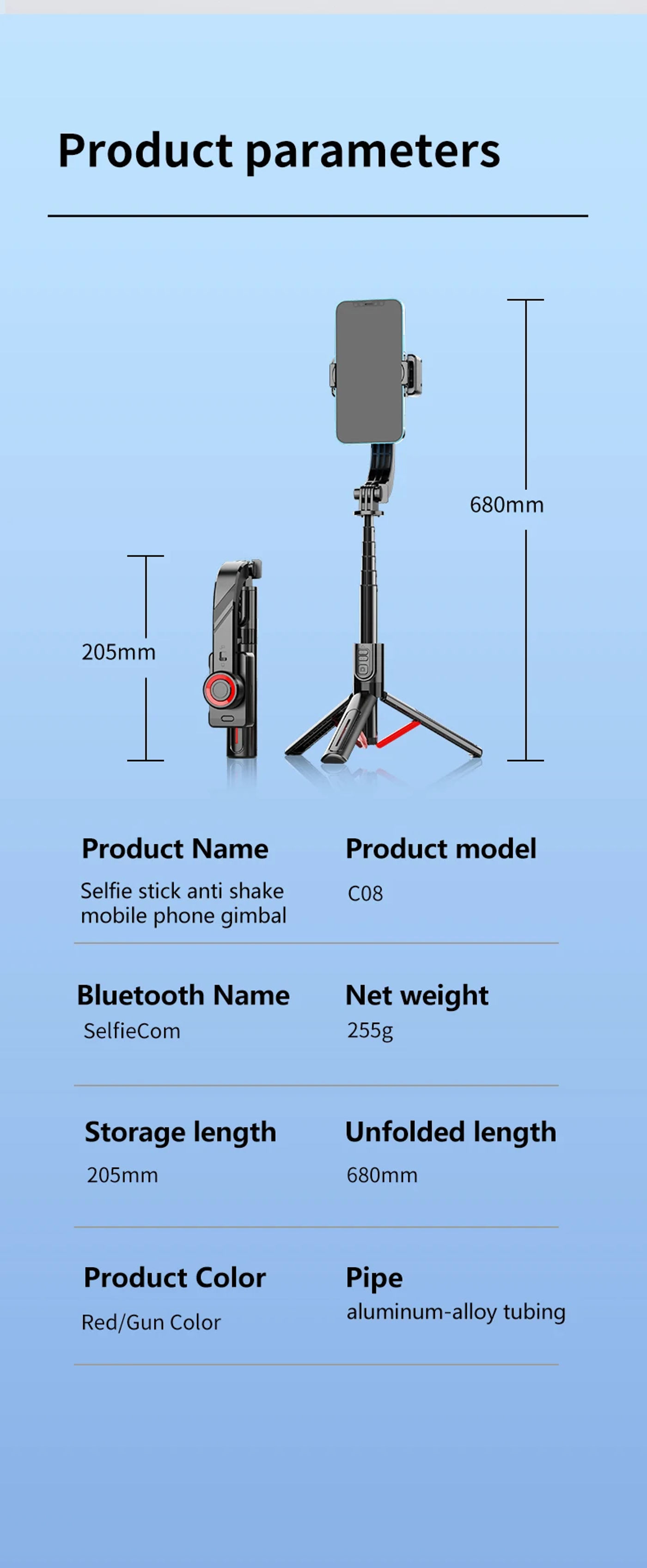 Description Picture 3 of itemCellphone Anti Shake Stabilizer for Smartphone Mobile 1-Axis Gimbals Selfie Stick Handheld Video Tripod Phone Holder for iPhone