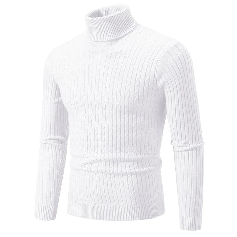 Description Picture 5 of itemNew Men's High Neck Sweater Solid Color Pullover Knitted Warm Casual Turtleneck Sweatwear Woolen Mens Winter Outdoor Tops
