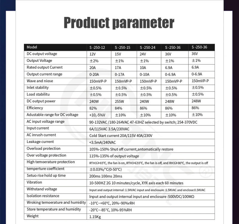 Description Picture 3 of itemHLTNC 350W Switching Power Supply S-350-24V 14.6A / 5V 60A / 12V 30A / 36V 48V DC For 57 Stepper Motor of CNC Milling Machine
