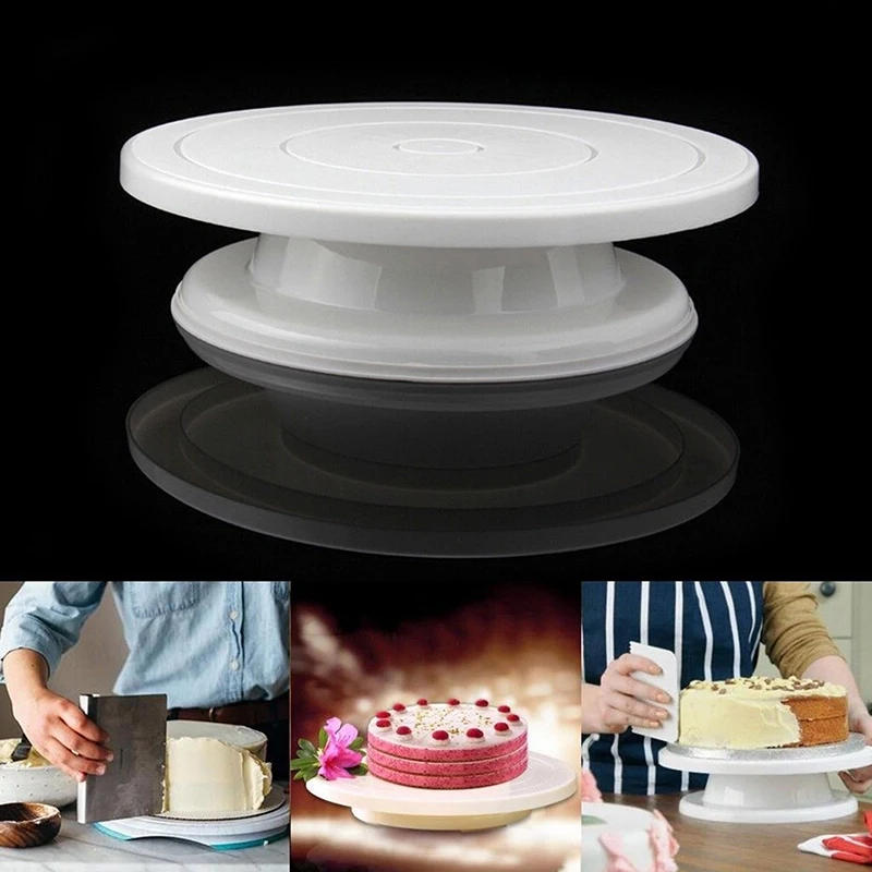 Description Picture 3 of item1pc Plastic Cake Plate Turntable Rotating Anti-skid Round Cake Stand Cake Decorating Rotary Table Kitchen DIY Pan Baking Tool