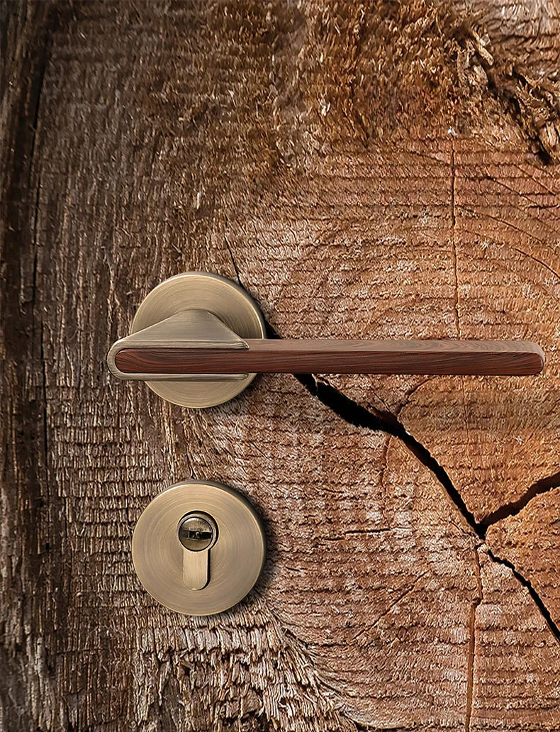 Description Picture 3 of item1 Set Zinc Alloy Door Lock, Indoor Bedroom, Room Split Wooden Door Lock,Silent Magnetic Suction Door Handle,Hardware Accessories