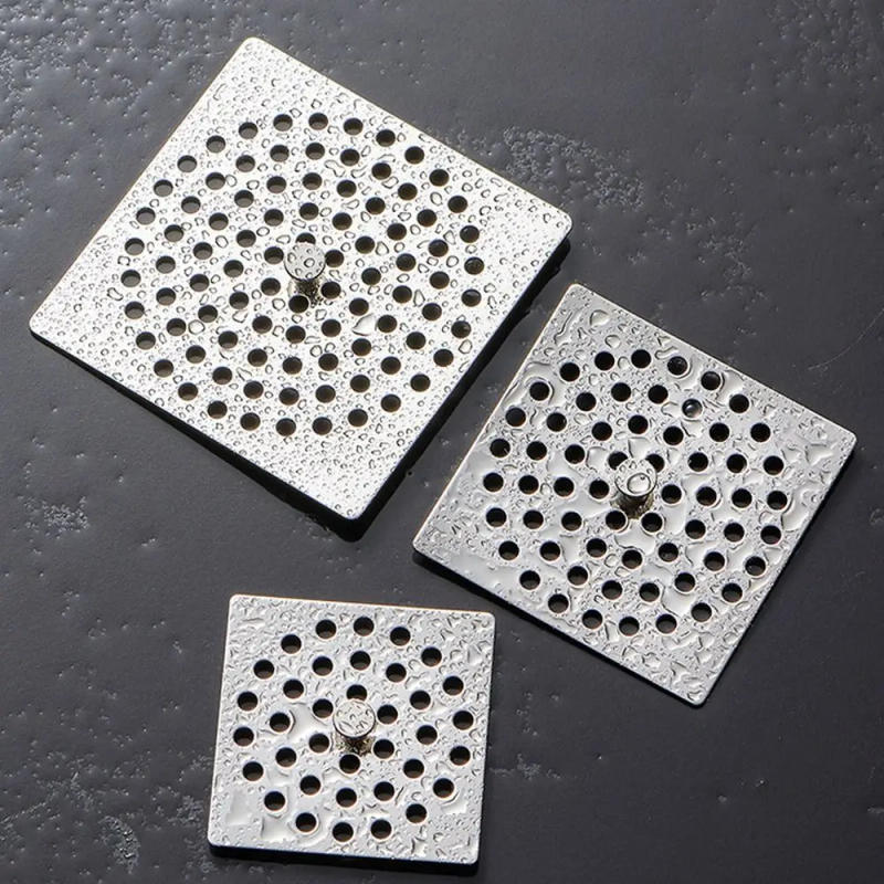 Description Picture 6 of item6/6.5/8/10cm Creative Stainless Steel Floor Drains Pad Round Square Shower Drain Hole Filter Drainage Grille Anti Clogging Net