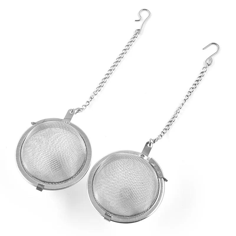 Description Picture 6 of item4 Sizes Durable Silver Reusable Stainless Mesh Herbal Ball Tea Spice Strainer Teakettle Locking Filter Infuser Tool