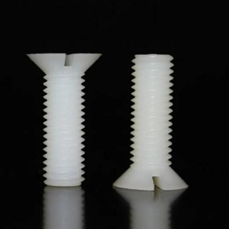 Description Picture 6 of item20/50/100pcs M2 M3 M4 M5 M6 M8 M10 PA66 White Nylon Slotted Countersunk Head Flat Head Screw Plastic Insulated Flat Head Screw