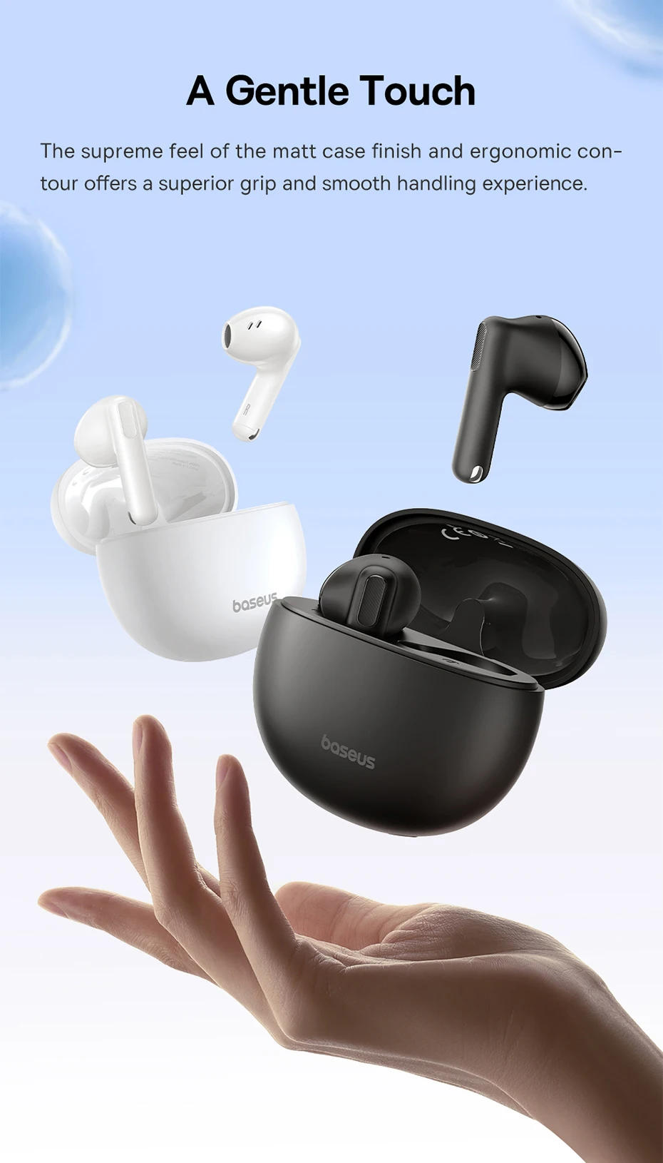 Description Picture 6 of itemBaseus E12 Wireless Earphones Bluetooth 5.3 Headphone 0.06s Low-Latency 30h Playtime Mini Short Stem Earphones TWS Earbuds