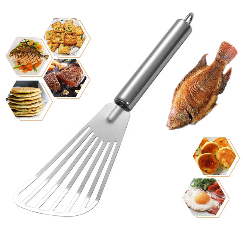 Description Picture 3 of itemSlotted Spatula Turner Stainless Steel Fish Multitude of Purposes Comfortable to Fry Fish Steak Eggs and Dumplings Tools