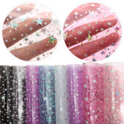 Transparent PVC Leather Sheets Glitter Star Bows Jelly Vinyl Sheet For Crafts Bags DIY Synthetic Leather Book Cover