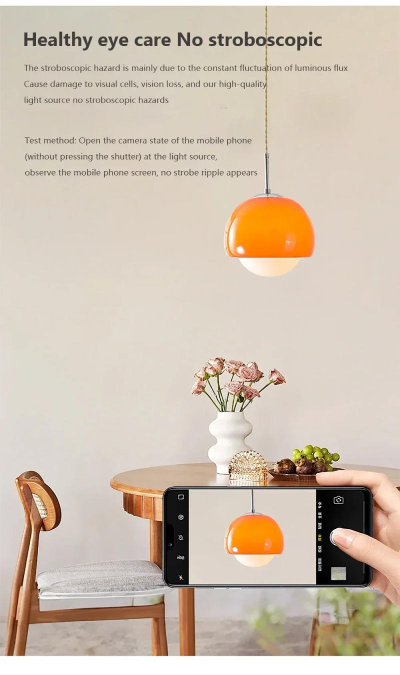 Description Picture 5 of itemGlass Nordic Pendant Lights for Restaurant Cafe Bar Bedroom Hotel Hanging Lamp Ceiling Chandeliers Orange Round Ball Decoration
