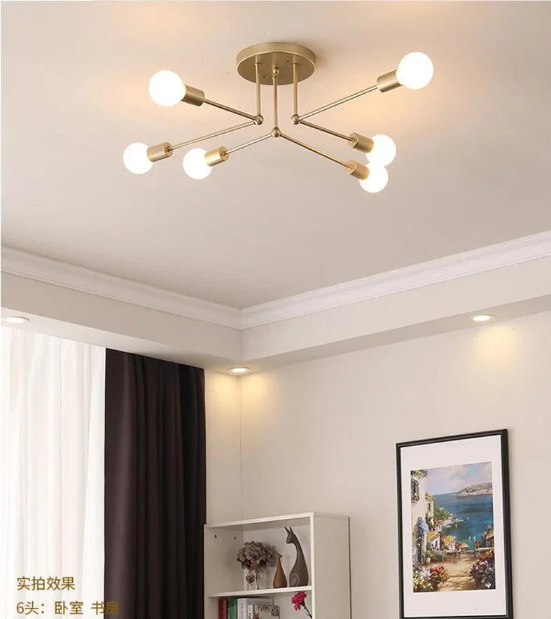 Description Picture 5 of itemNordic Creative Ceiling Lamp Minimal Postmodern Iron Lamps Black Gold Bedroom Study Living Room LED Ceiling Lamp