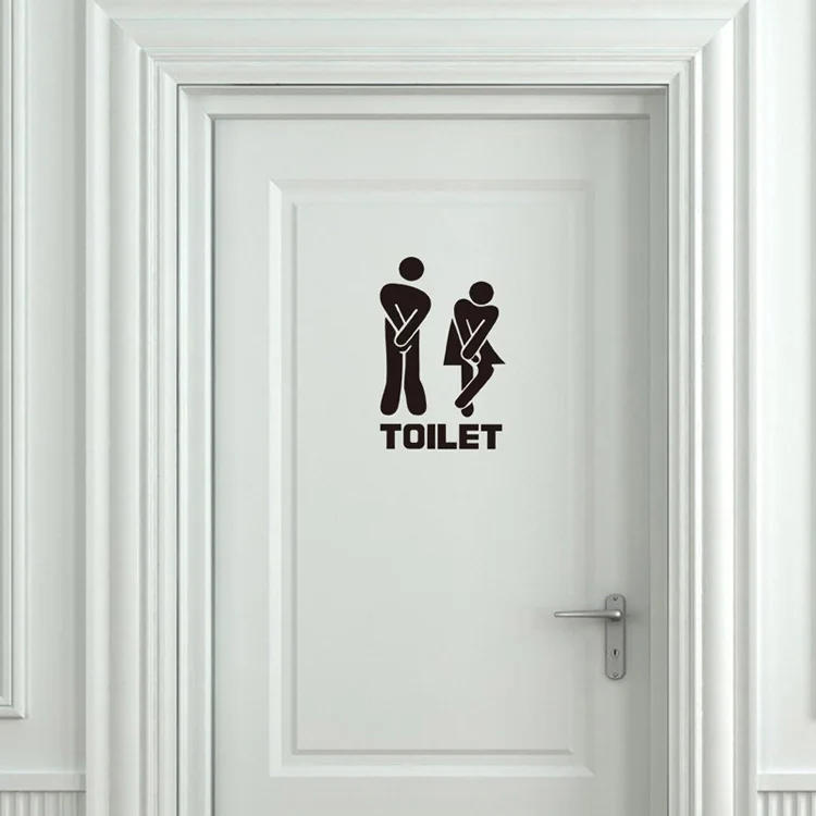 Description Picture 3 of item2Pcs Creative Funny Toilet Wall/Door Stickers Bathroom Decoration Vinyl Home Decor Decals Waterproof Poster Wallpaper On Wall