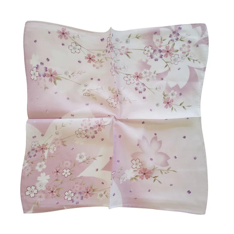 Description Picture 6 of item3Pcs 45x45cm Square Cotton Cherry Blossom Flower Printed Ladies Handkerchief Women Face Hand Towel Party Gift