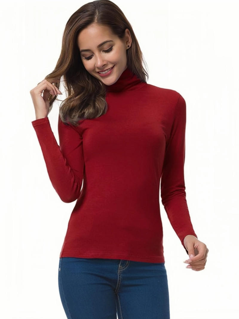 Description Picture 3 of itemWomens Turtleneck T-Shirt Set  Soft Knit Casual Long Sleeve Tops for Spring & Fall  Stylish Basic Closet Essentials