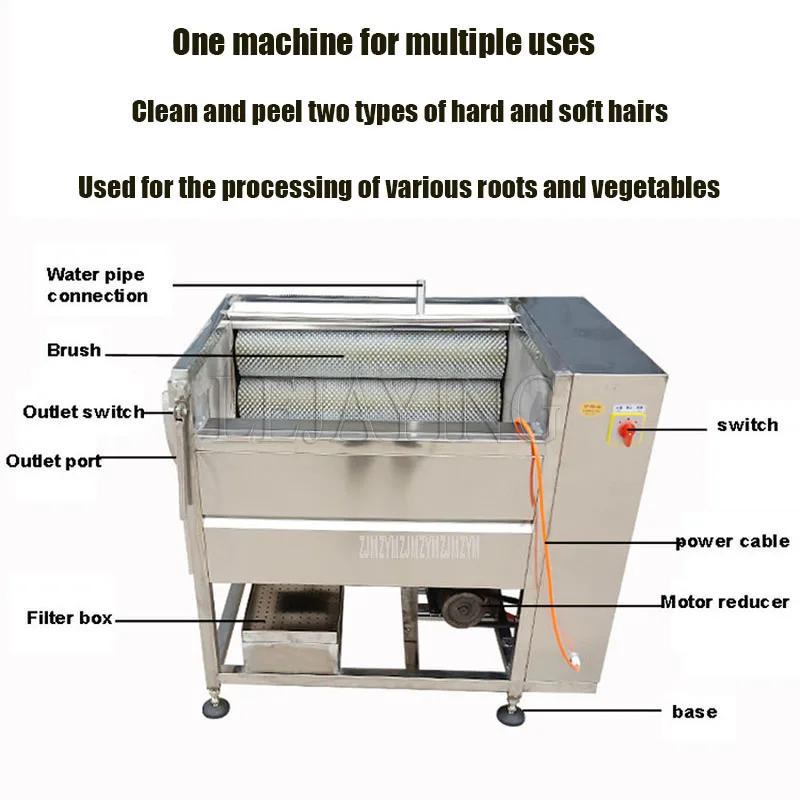 Description Picture 5 of itemProfessional Onion Peeling Pumpkin Potato Ginger Fruit Roller Washer Cleaner Vegetable Brush Washing Peeling Machine